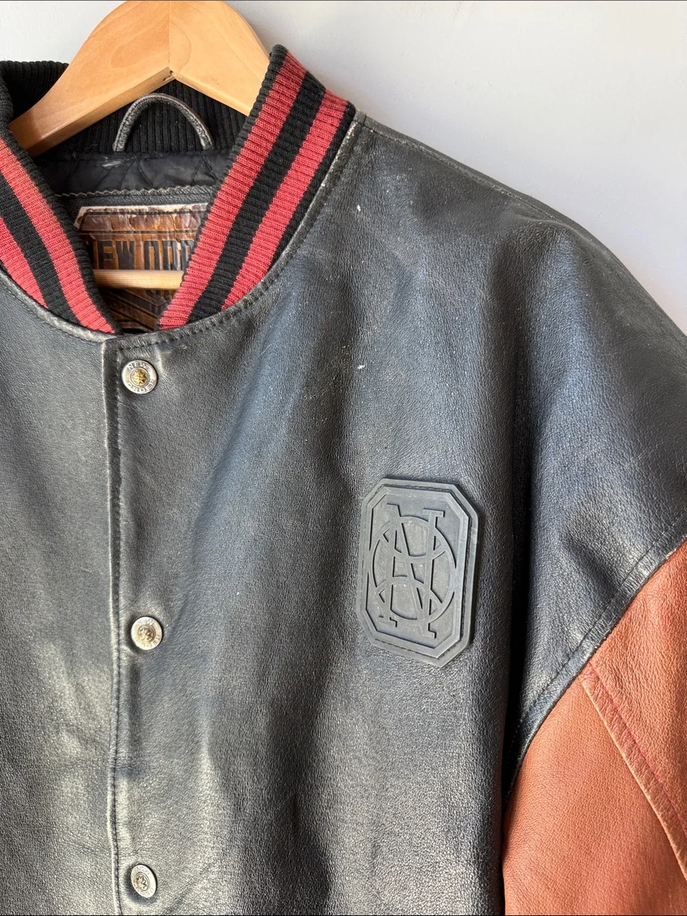 NEW ORDER Leather Bomber Jacket Distressed XL - Picture 2 of 9